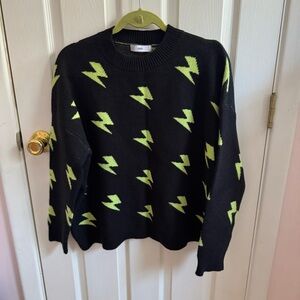 Adika Black Sweater with Neon Lightning Bolt